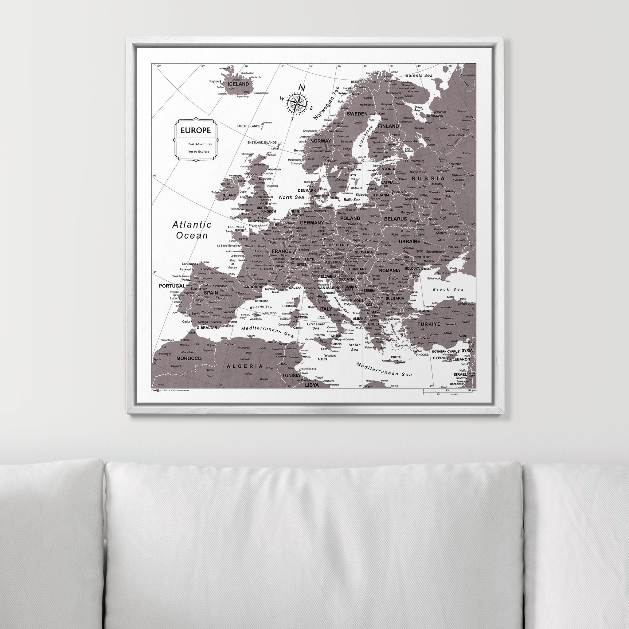 Push Pin Europe Map (Pin Board) - Dark Brown Color Splash CM Pin Board