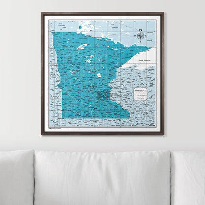 Push Pin Minnesota Map (Pin Board) - Teal Color Splash CM Pin Board