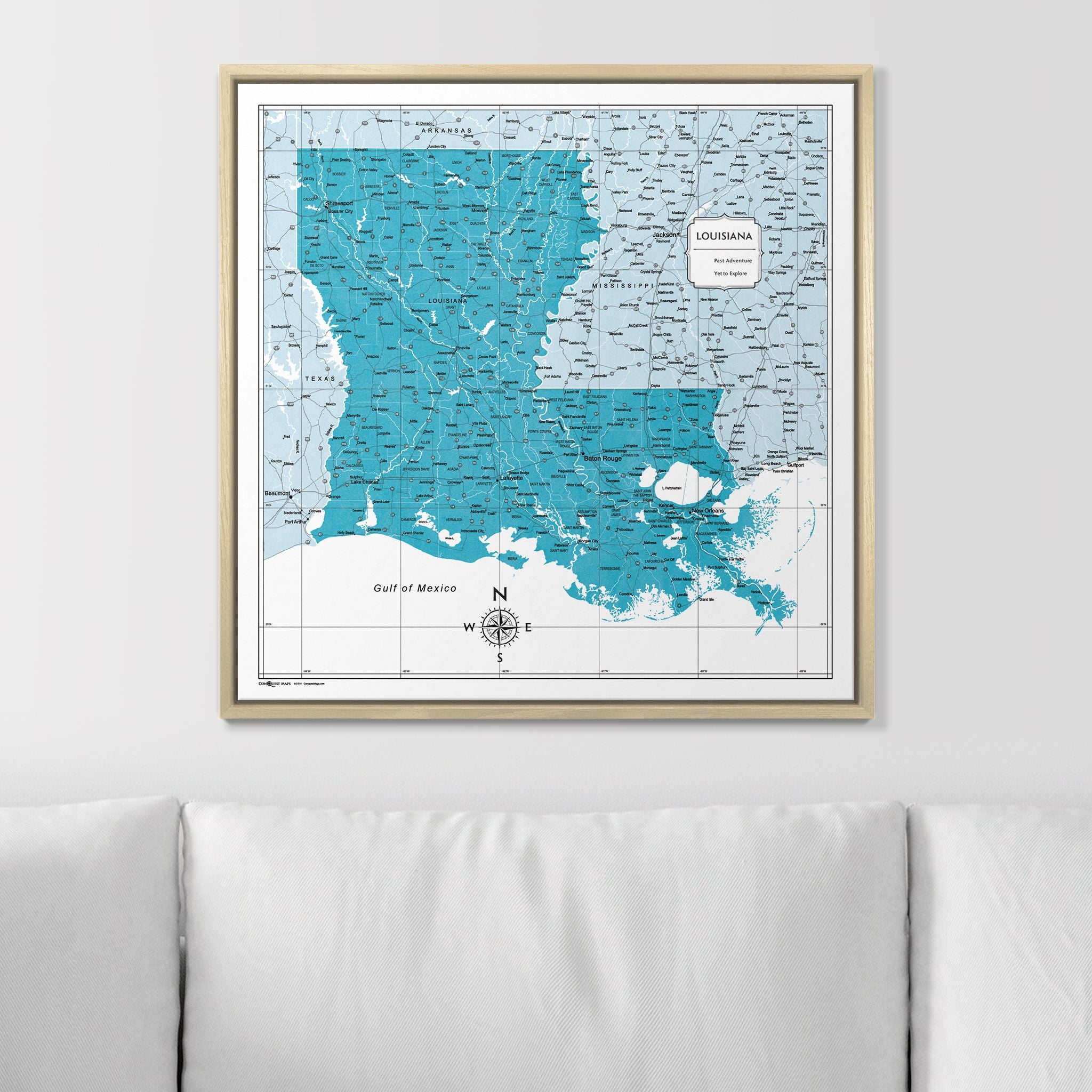 Push Pin Louisiana Map (Pin Board) - Teal Color Splash CM Pin Board