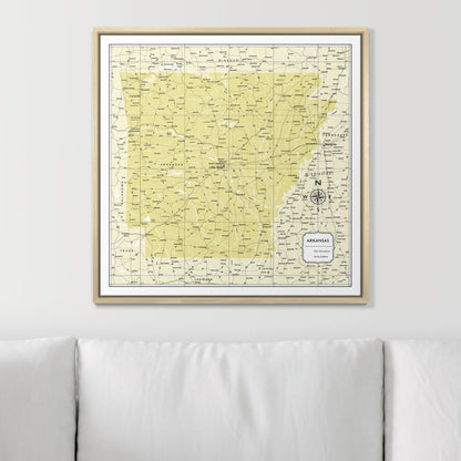 Push Pin Arkansas Map (Pin Board) - Yellow Color Splash CM Pin Board