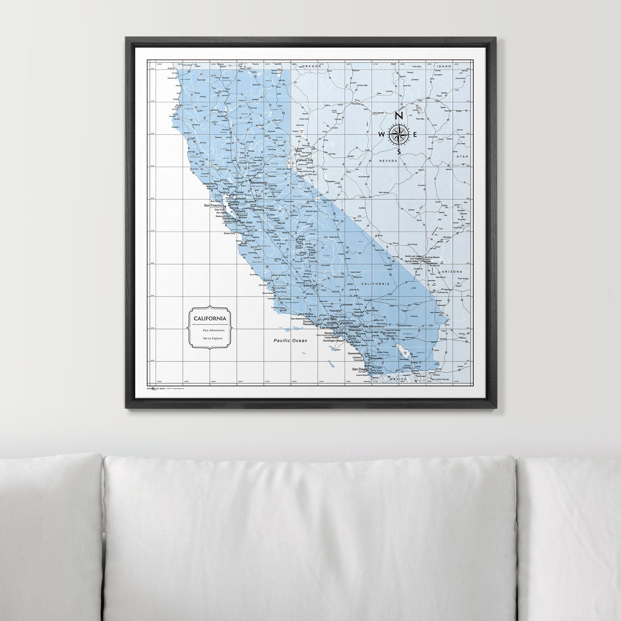 Push Pin California Map (Pin Board) - Light Blue Color Splash CM Pin Board