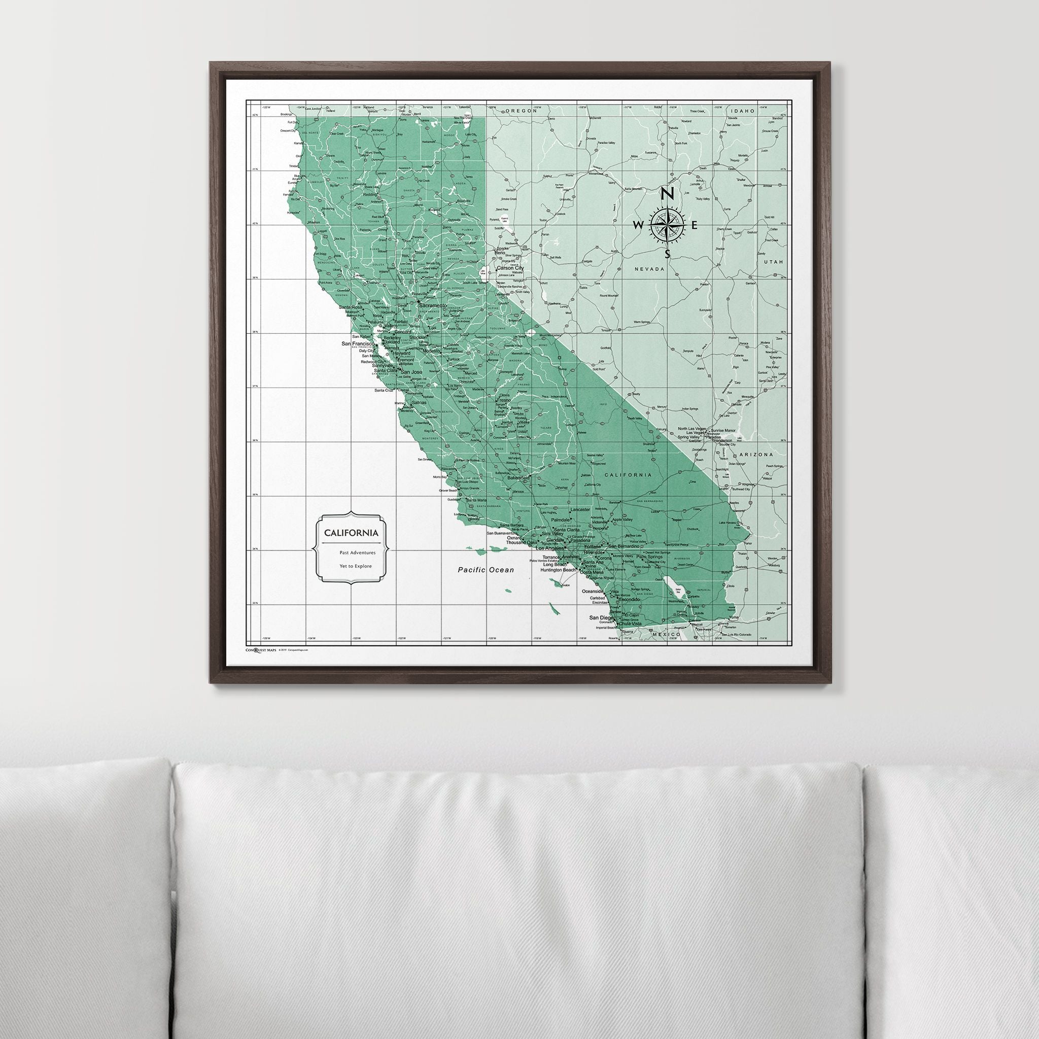 Push Pin California Map (Pin Board) - Green Color Splash CM Pin Board