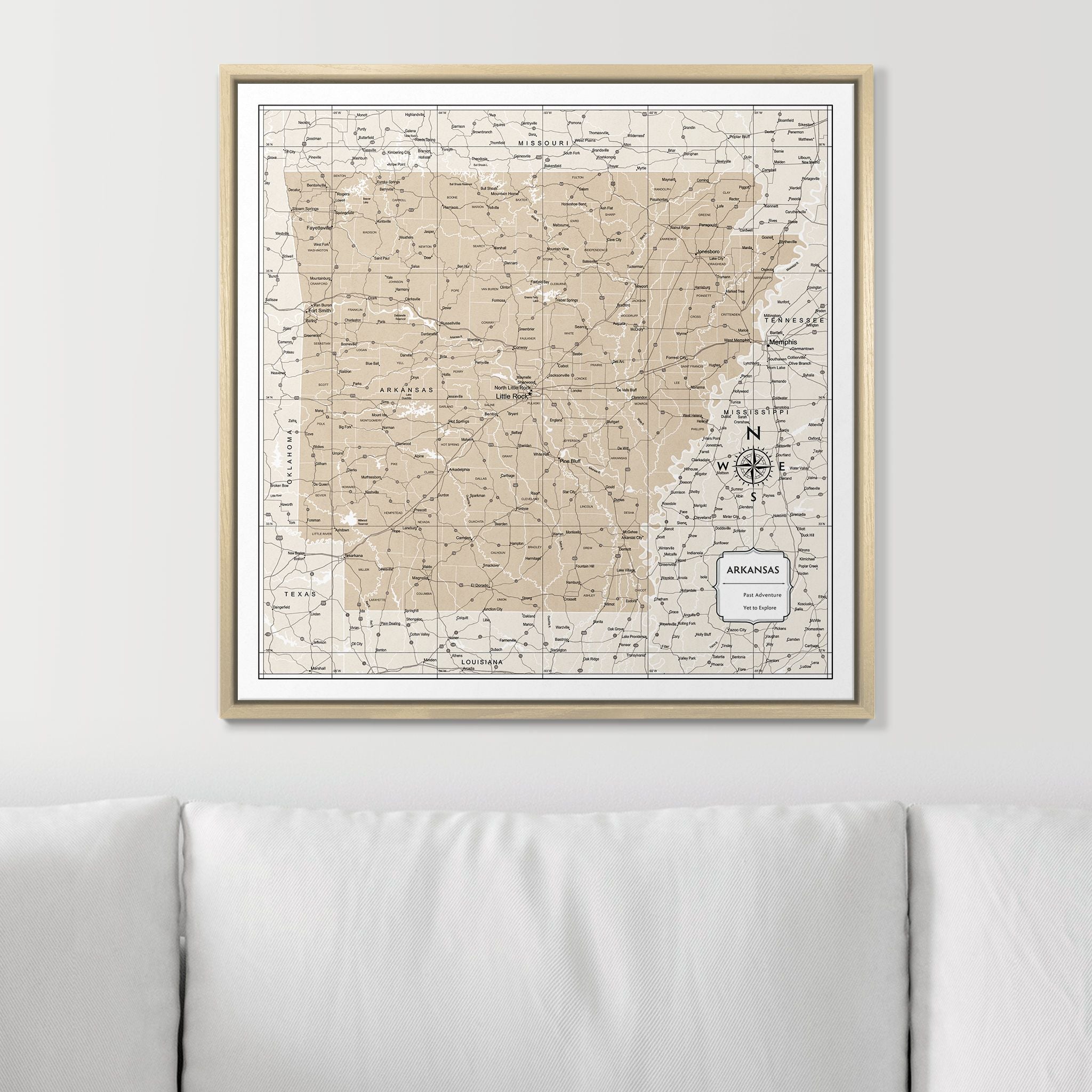 Push Pin Arkansas Map (Pin Board) - Light Brown Color Splash CM Pin Board