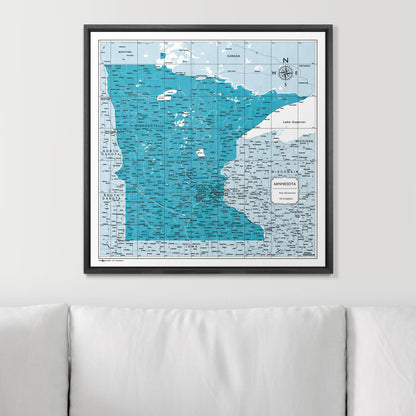 Push Pin Minnesota Map (Pin Board) - Teal Color Splash CM Pin Board