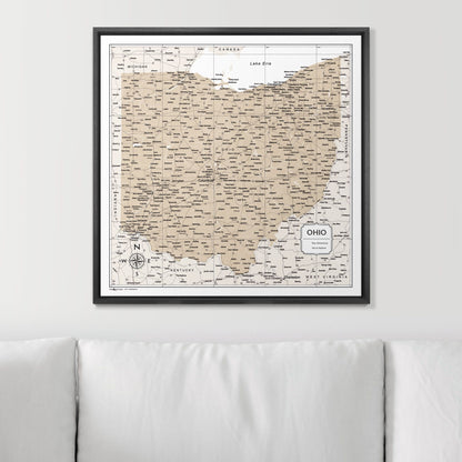 Push Pin Ohio Map (Pin Board) - Light Brown Color Splash CM Pin Board