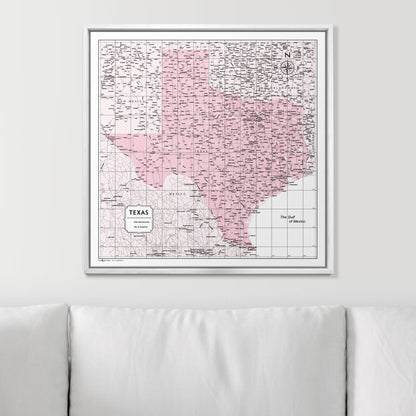 Push Pin Texas Map (Pin Board) - Pink Color Splash CM Pin Board