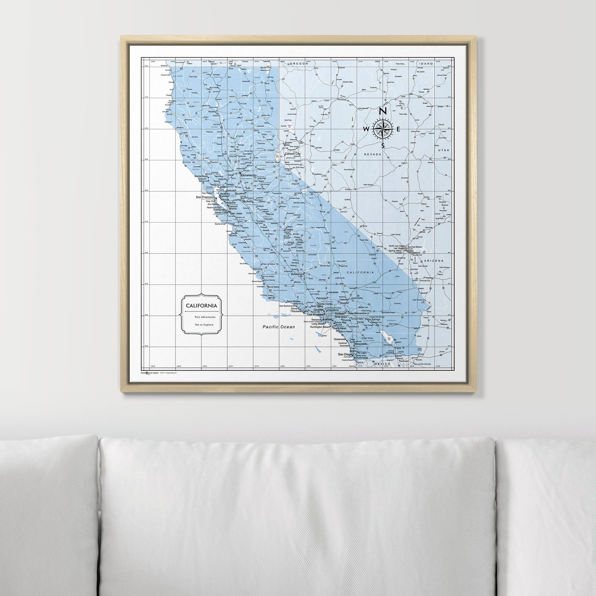 Push Pin California Map (Pin Board) - Light Blue Color Splash CM Pin Board