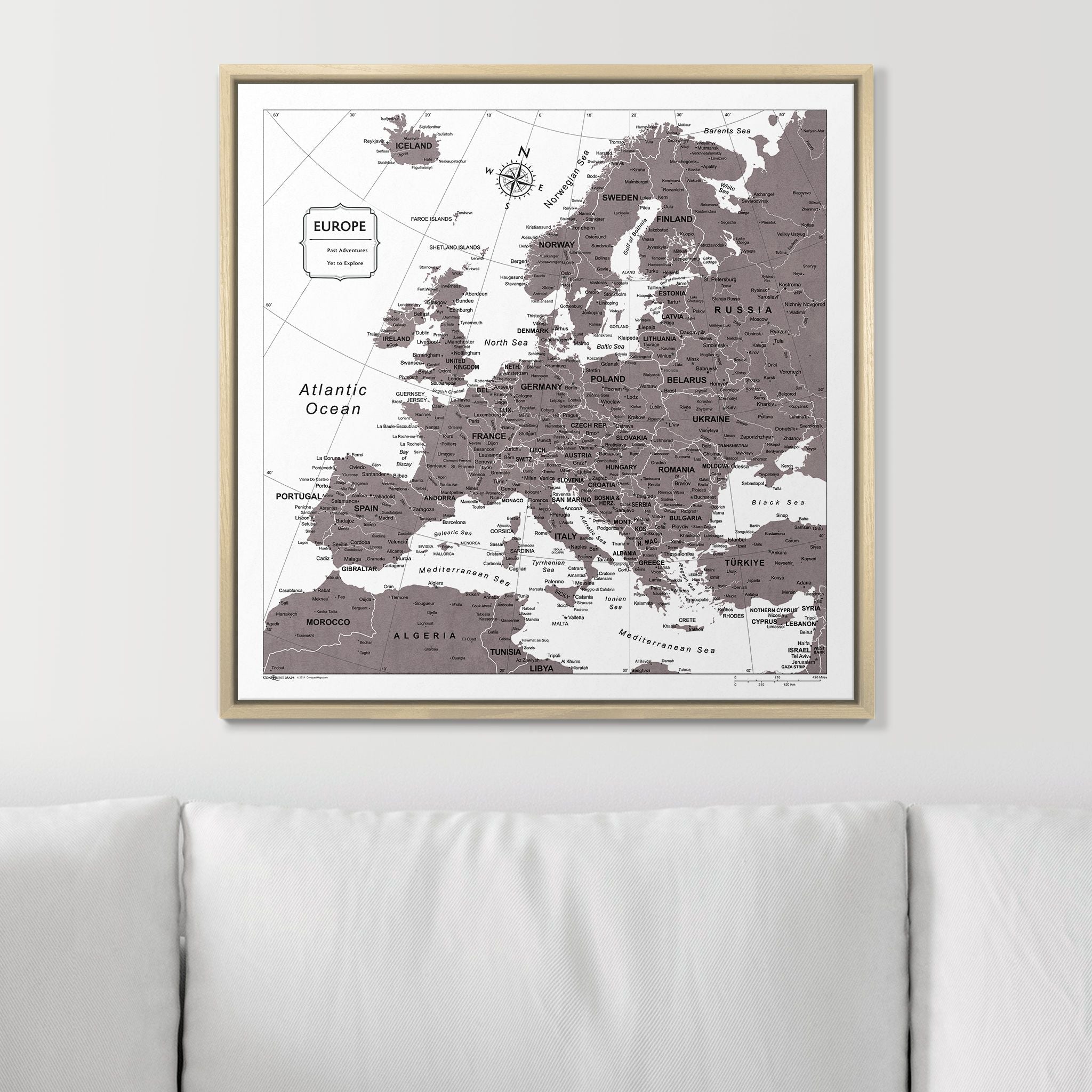 Push Pin Europe Map (Pin Board) - Dark Brown Color Splash CM Pin Board