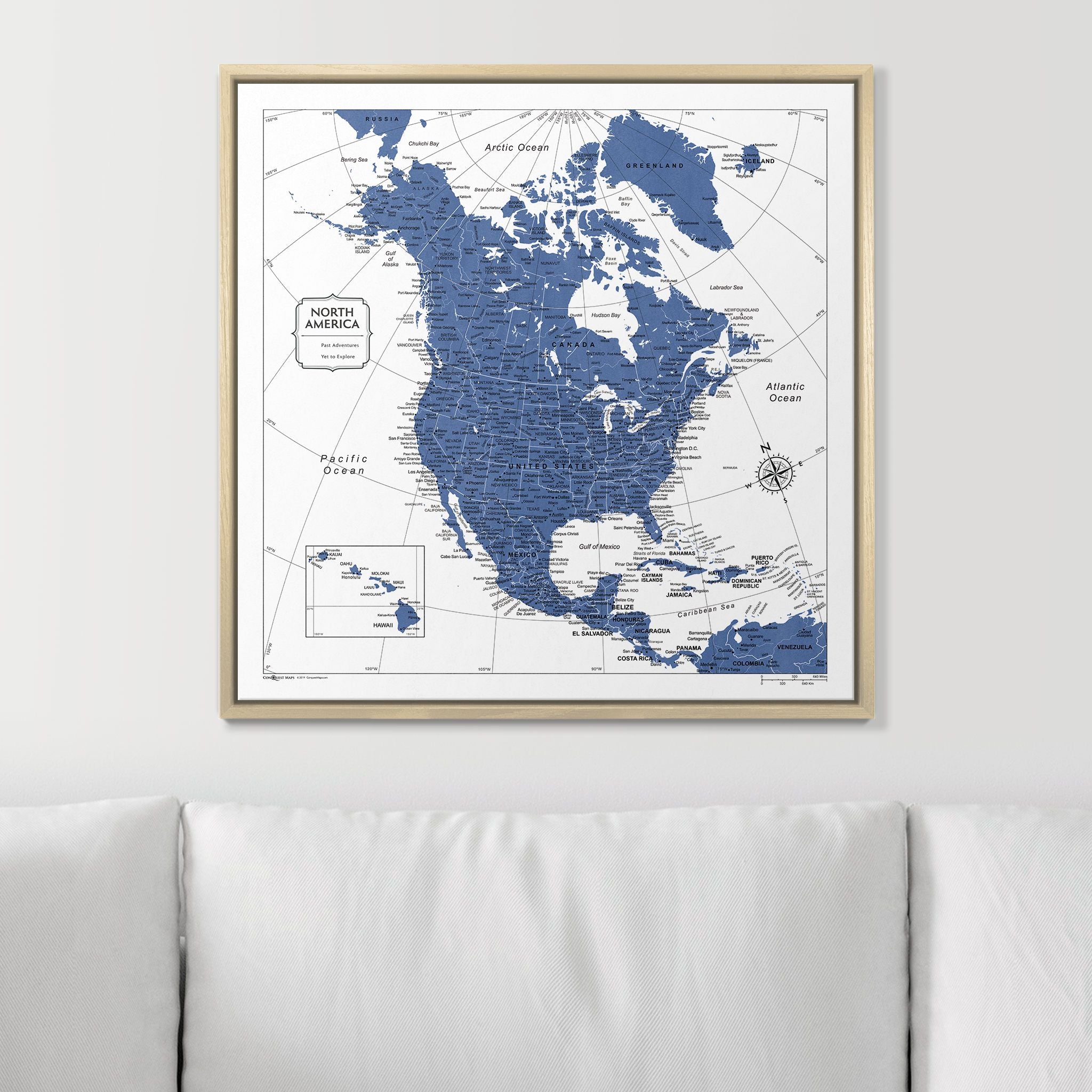 Push Pin North America Map (Pin Board) - Navy Color Splash CM Pin Board