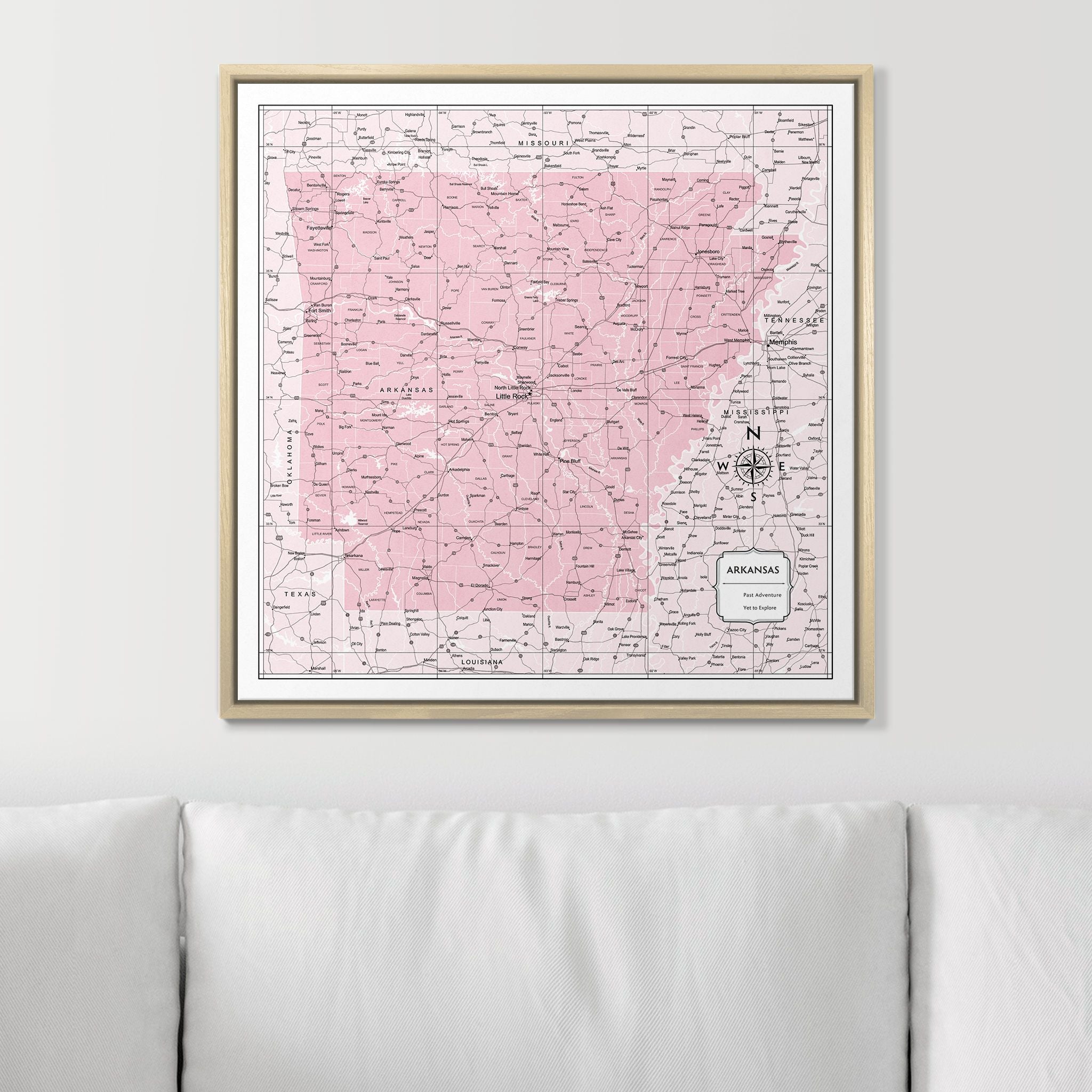 Push Pin Arkansas Map (Pin Board) - Pink Color Splash CM Pin Board