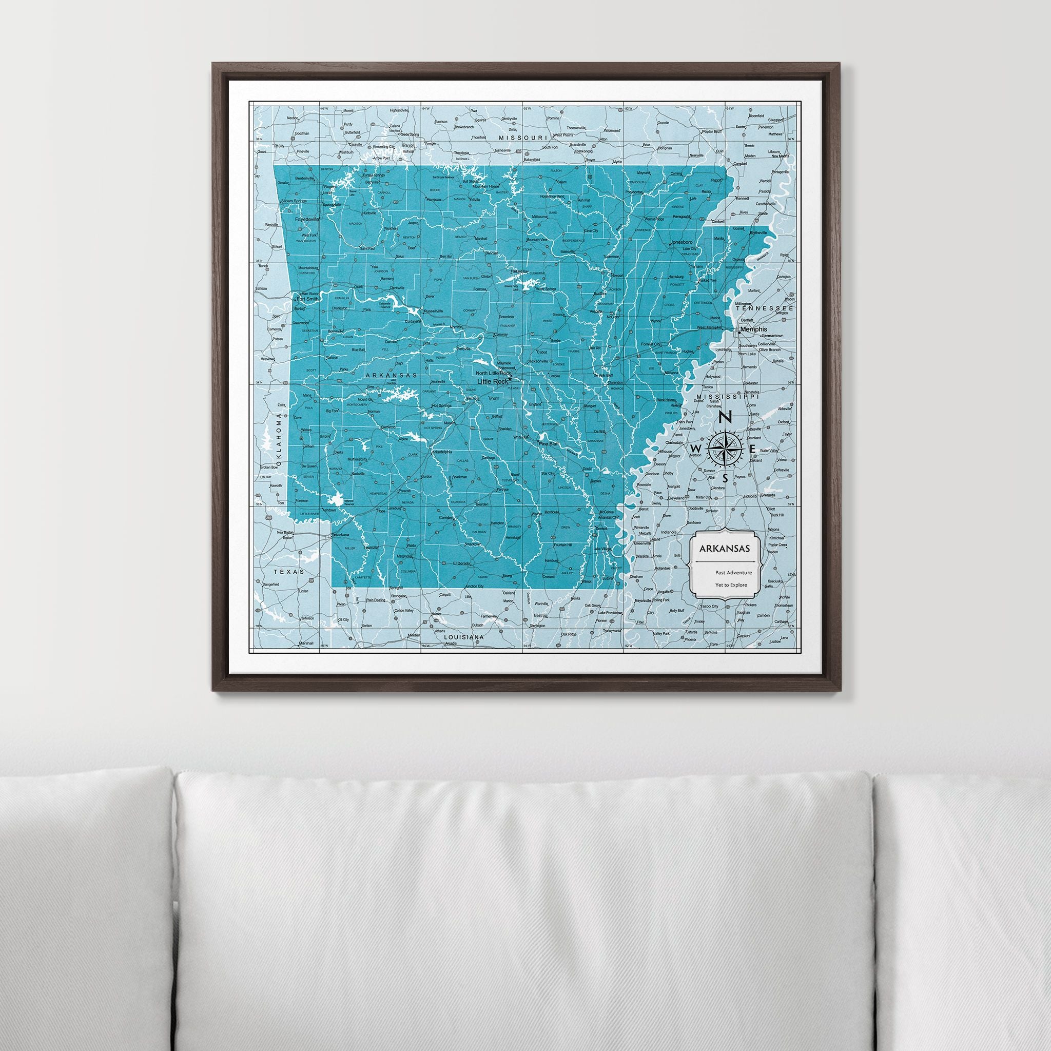 Push Pin Arkansas Map (Pin Board) - Teal Color Splash CM Pin Board