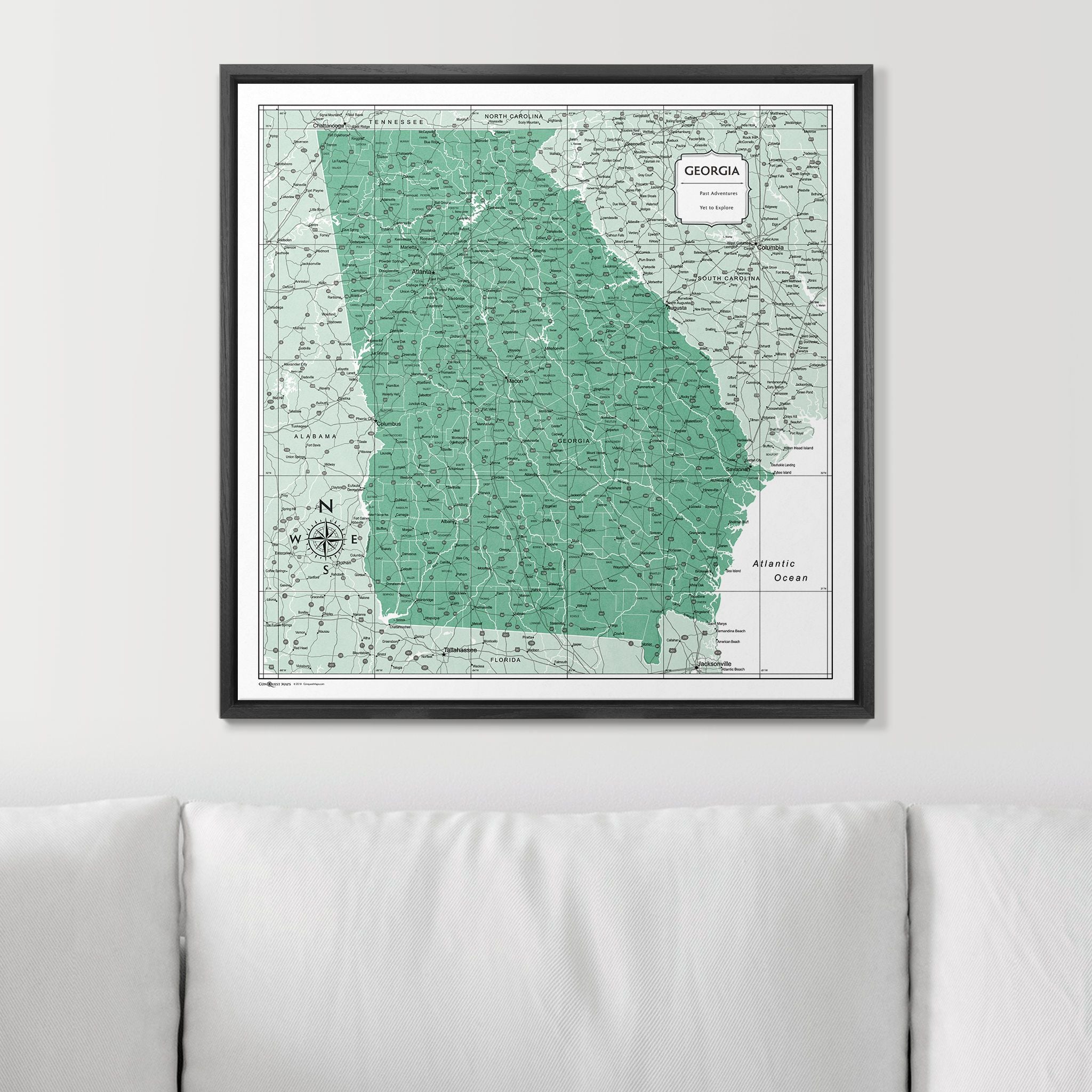 Push Pin Georgia Map (Pin Board) - Green Color Splash CM Pin Board