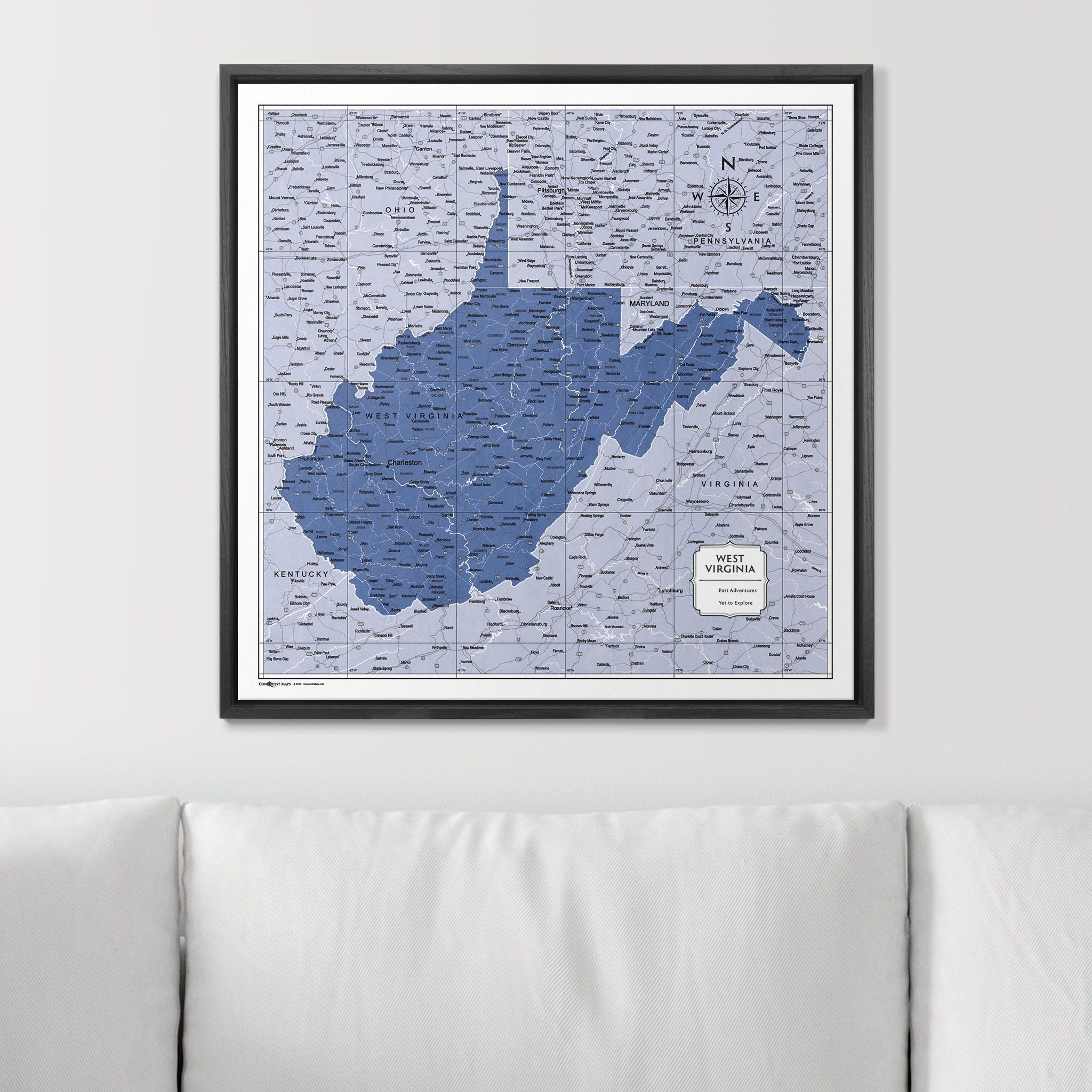 Push Pin West Virginia Map (Pin Board) - Navy Color Splash CM Pin Board