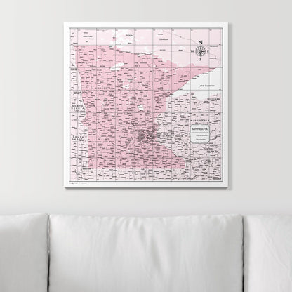 Push Pin Minnesota Map (Pin Board) - Pink Color Splash CM Pin Board