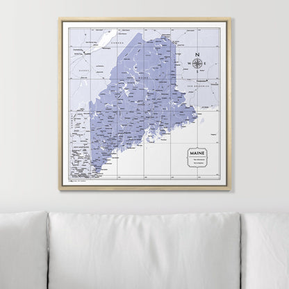 Push Pin Maine Map (Pin Board) - Purple Color Splash CM Pin Board