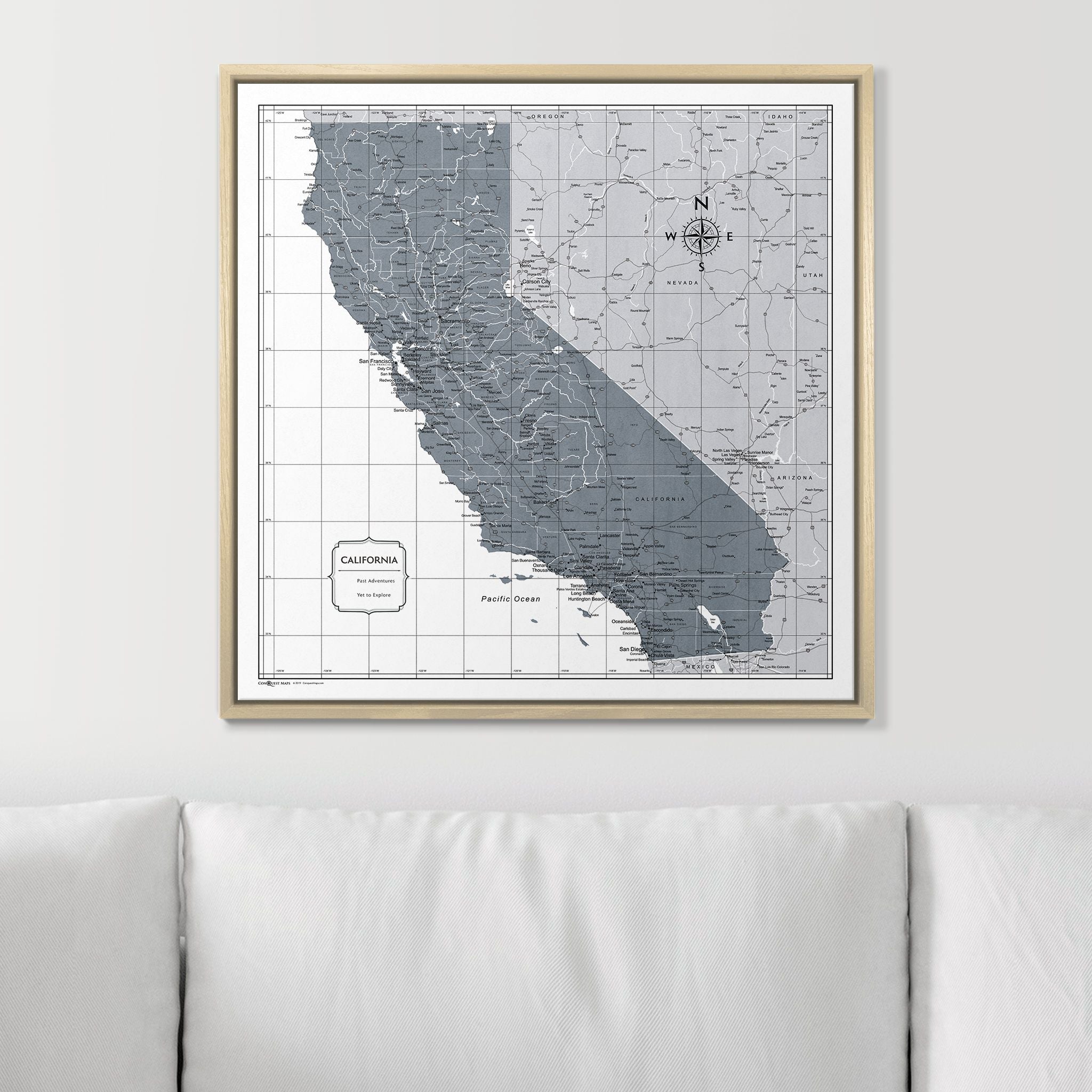 Push Pin California Map (Pin Board) - Dark Gray Color Splash CM Pin Board