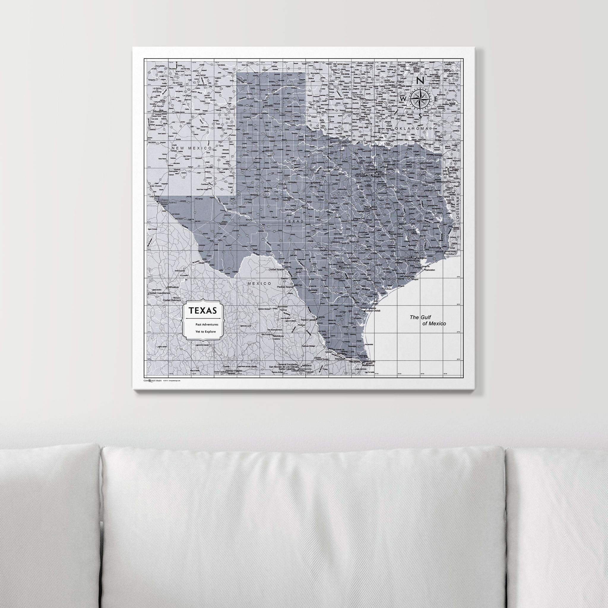 Push Pin Texas Map (Pin Board) - Dark Gray Color Splash CM Pin Board