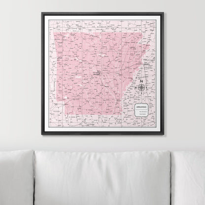 Push Pin Arkansas Map (Pin Board) - Pink Color Splash CM Pin Board