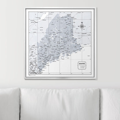 Push Pin Maine Map (Pin Board) - Light Gray Color Splash CM Pin Board