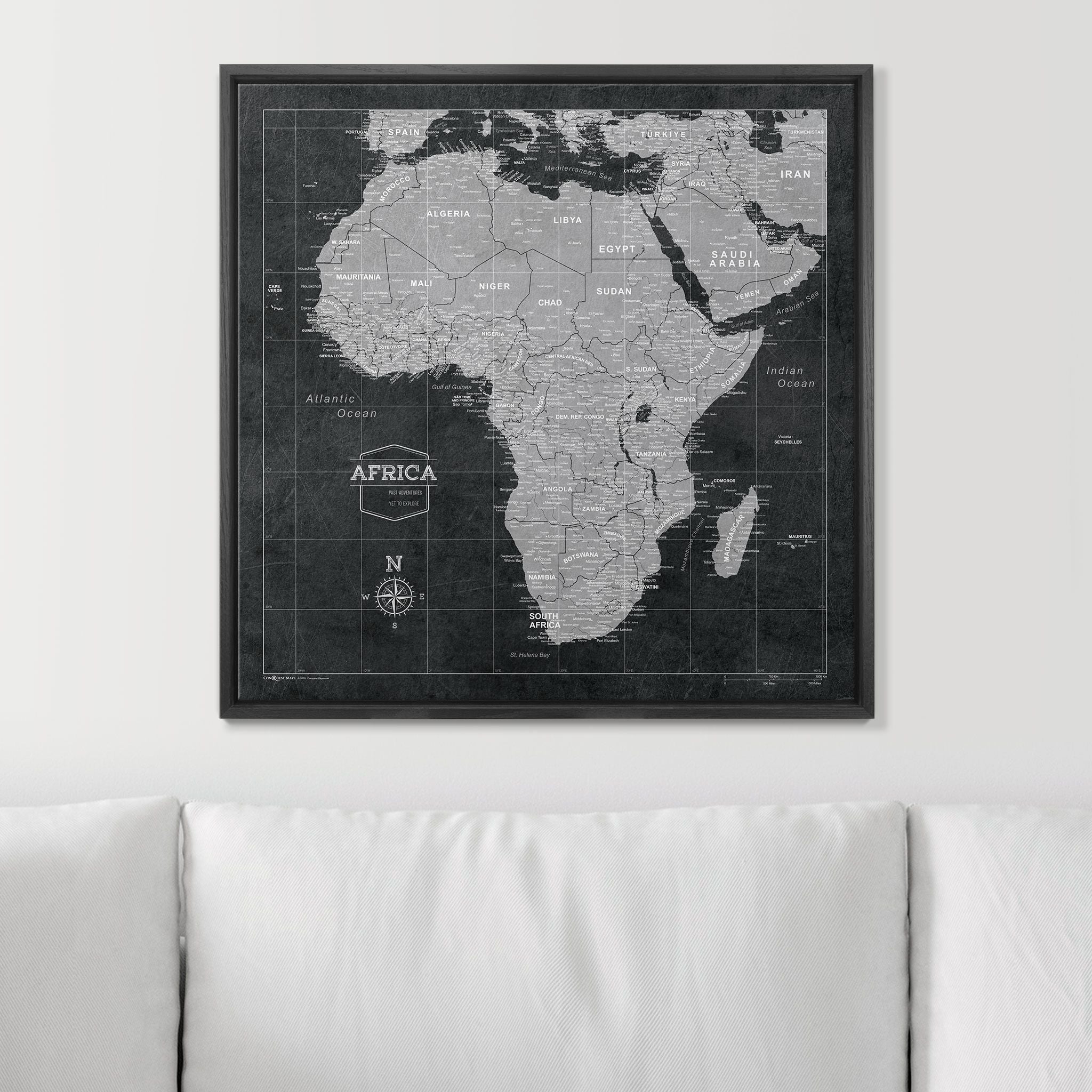 Push Pin Africa Map (Pin Board) - Modern Slate CM Pin Board