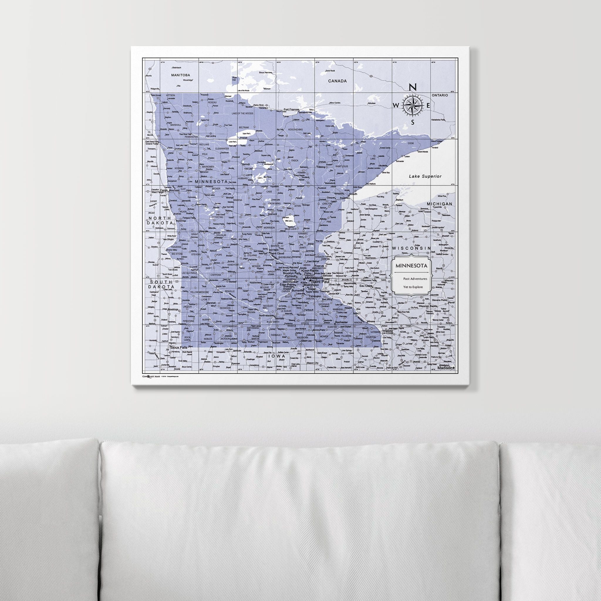 Push Pin Minnesota Map (Pin Board) - Purple Color Splash CM Pin Board