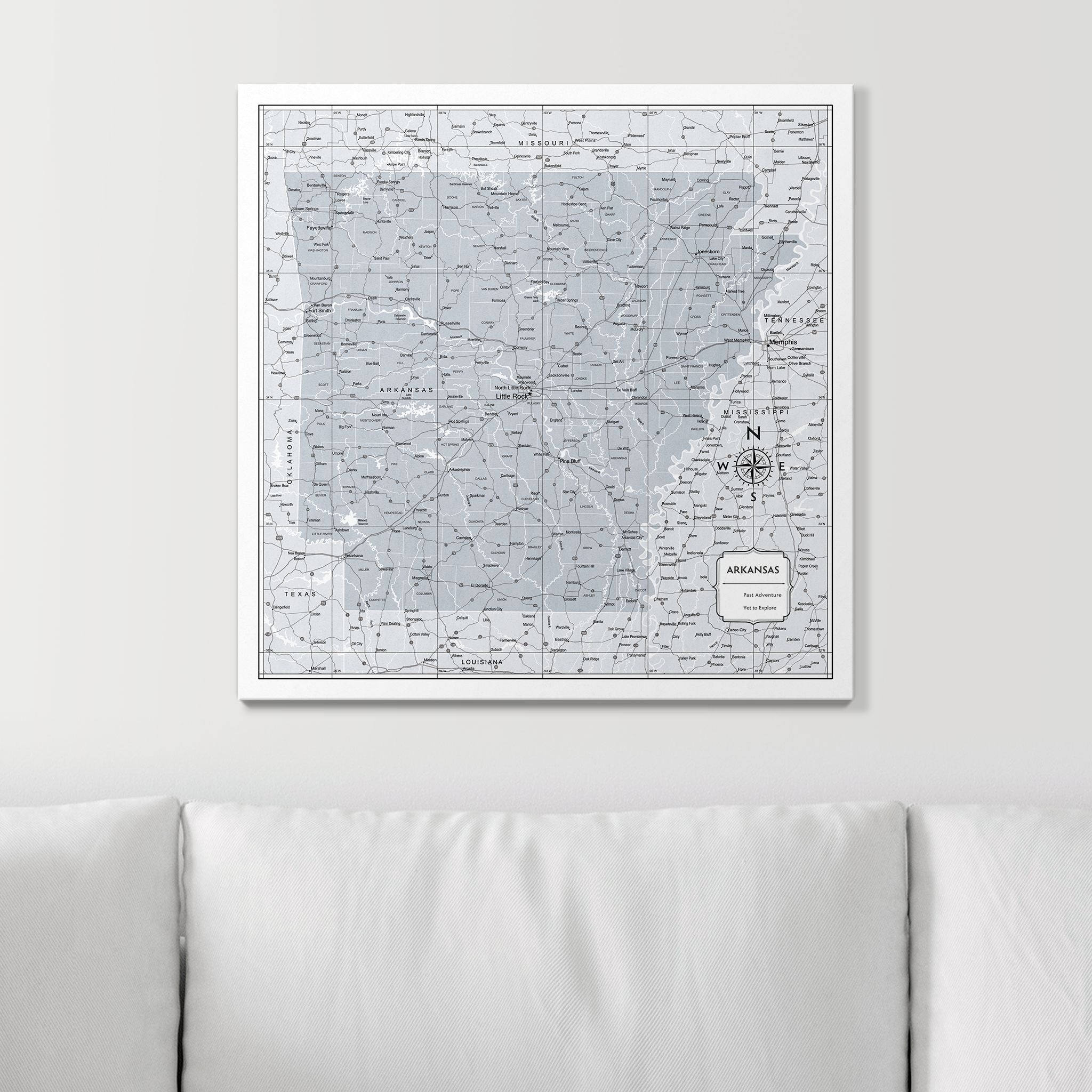 Push Pin Arkansas Map (Pin Board) - Light Gray Color Splash CM Pin Board