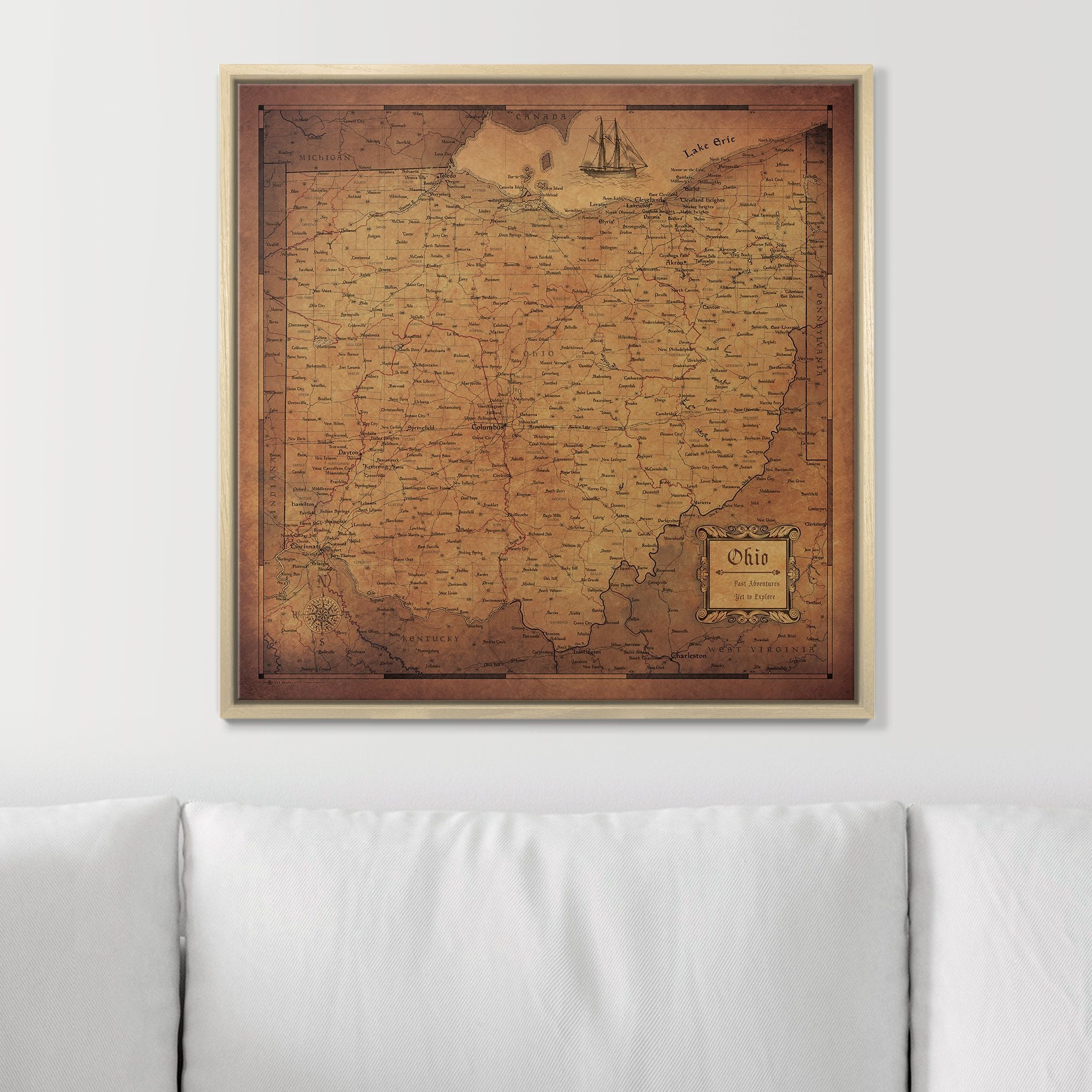 Push Pin Ohio Map (Pin Board) - Golden Aged CM Pin Board