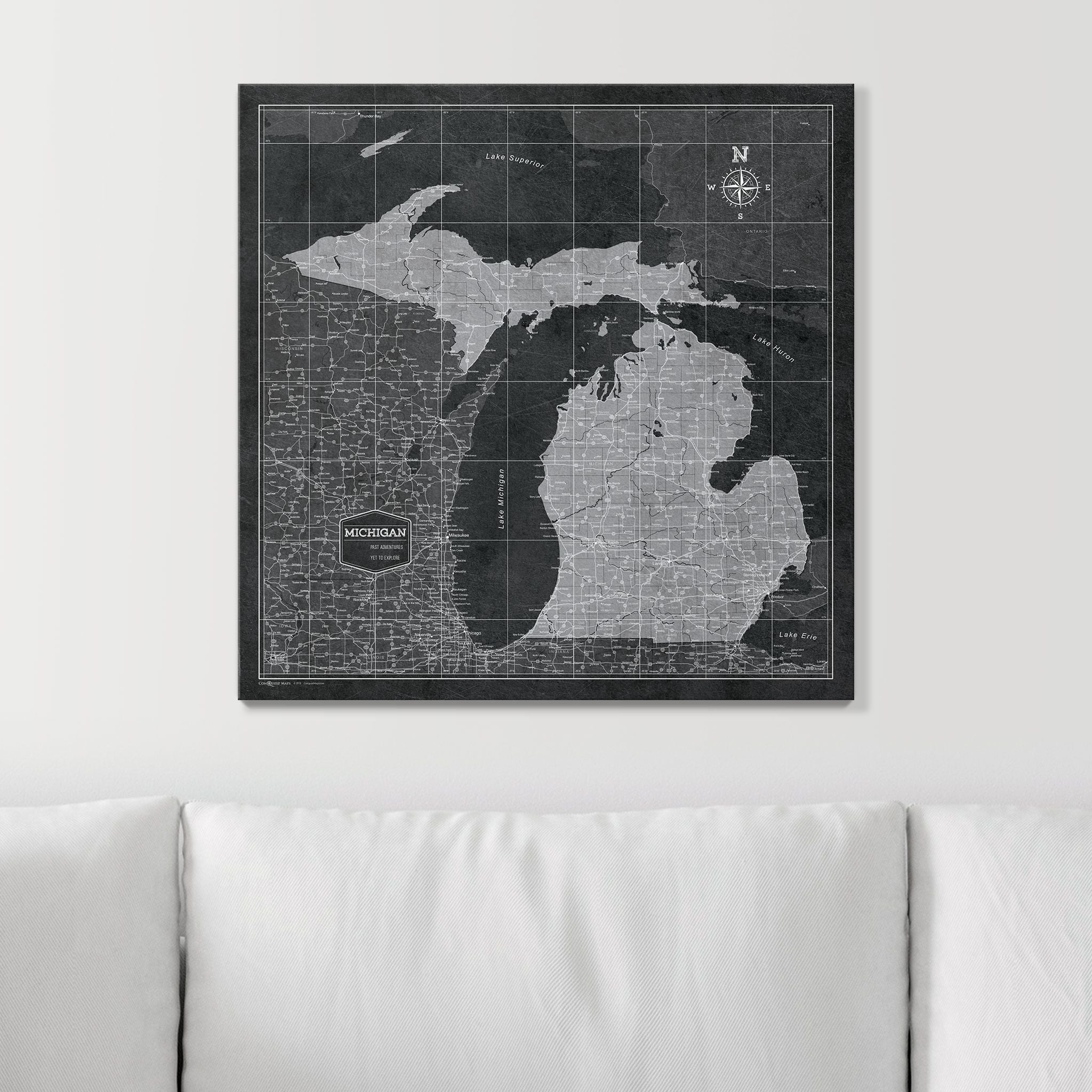 Push Pin Michigan Map (Pin Board) - Modern Slate CM Pin Board