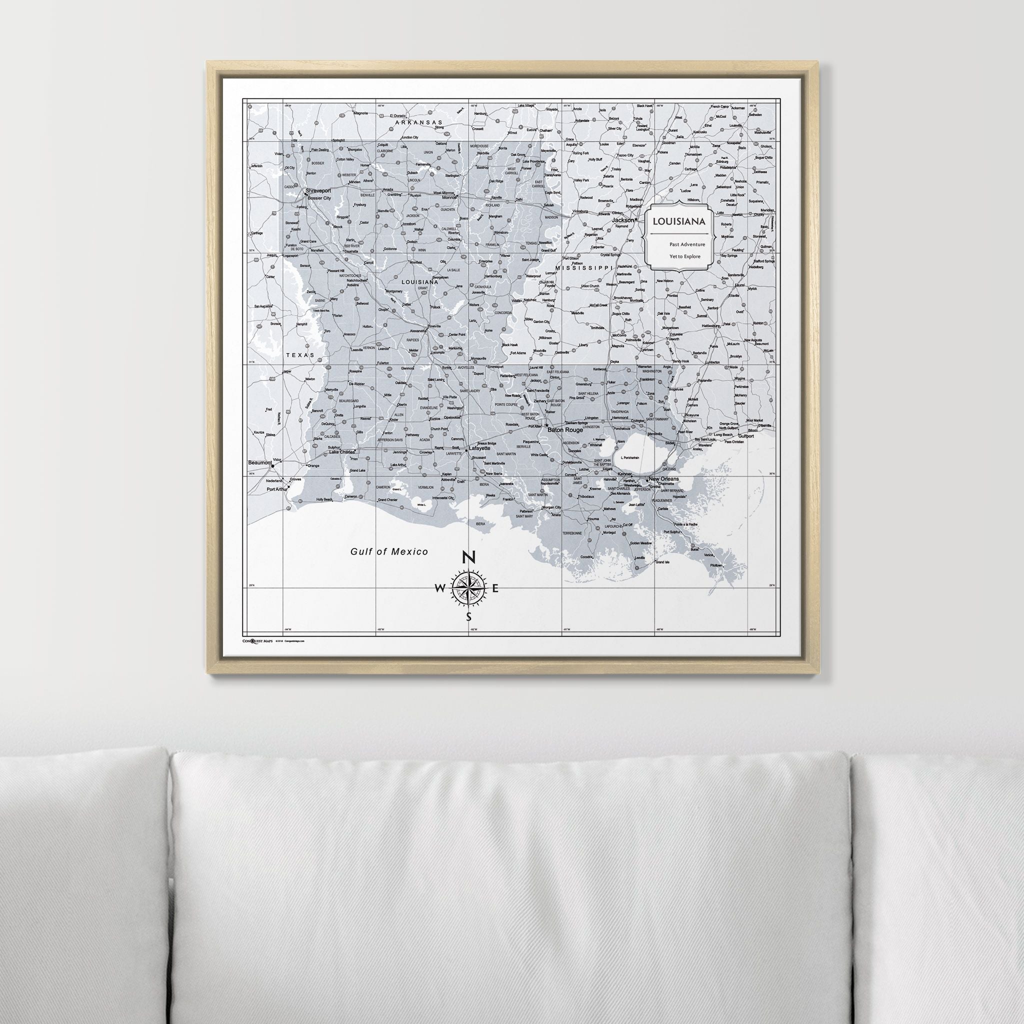 Push Pin Louisiana Map (Pin Board) - Light Gray Color Splash CM Pin Board