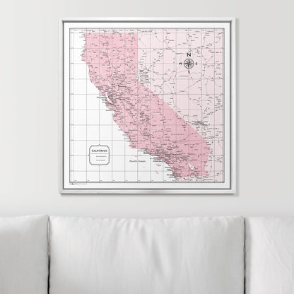 Push Pin California Map (Pin Board) - Pink Color Splash CM Pin Board