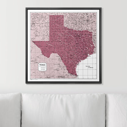 Push Pin Texas Map (Pin Board) - Burgundy Color Splash CM Pin Board