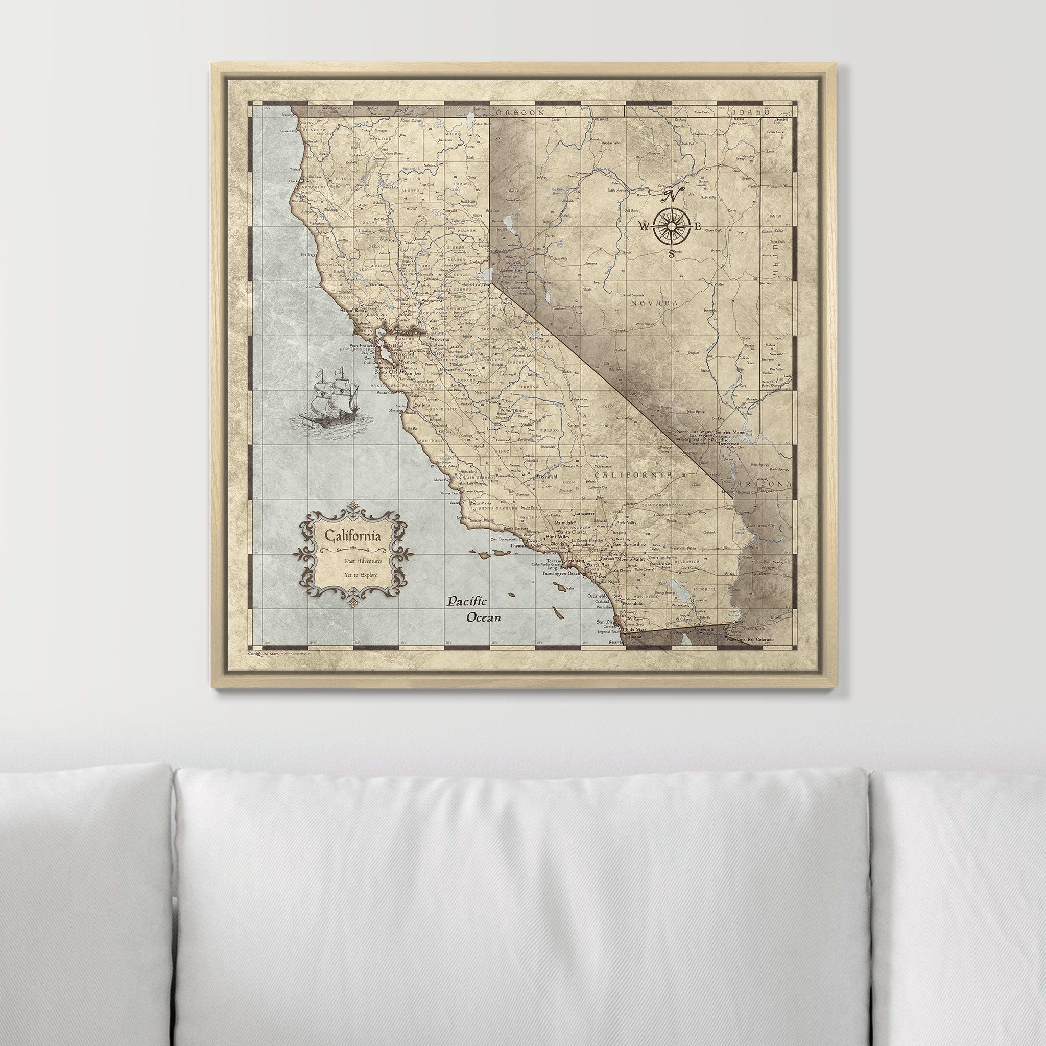 Push Pin California Map (Pin Board) - Rustic Vintage CM Pin Board