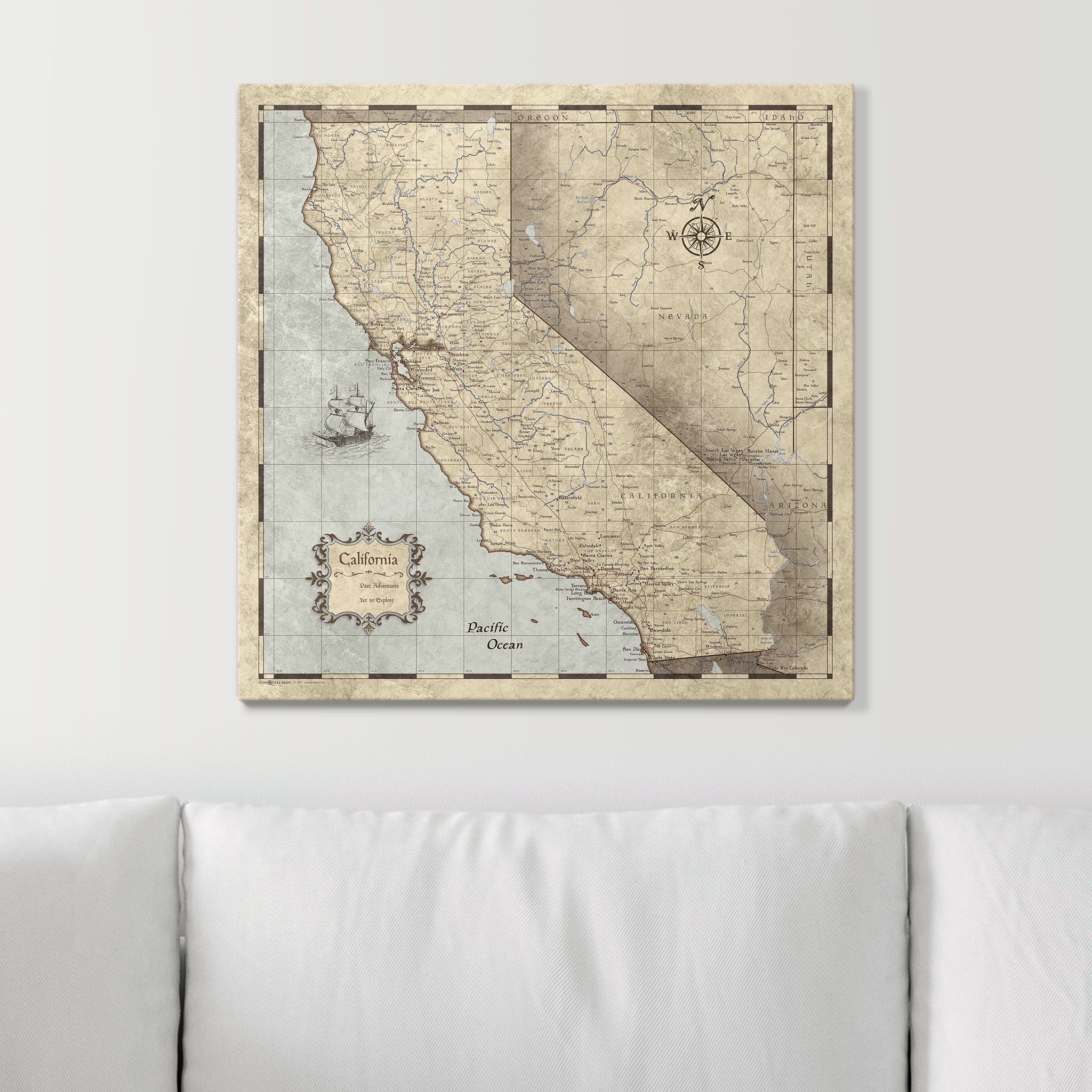 Push Pin California Map (Pin Board) - Rustic Vintage CM Pin Board