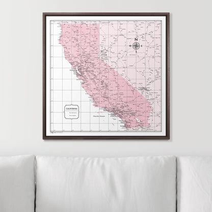 Push Pin California Map (Pin Board) - Pink Color Splash CM Pin Board