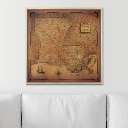 Push Pin Louisiana Map (Pin Board) - Golden Aged CM Pin Board