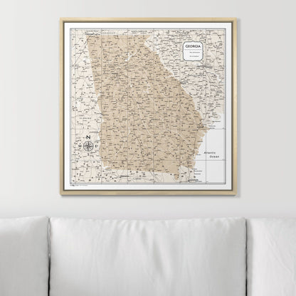 Push Pin Georgia Map (Pin Board) - Light Brown Color Splash CM Pin Board