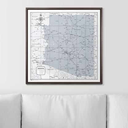 Push Pin Arizona Map (Pin Board) - Light Gray Color Splash CM Pin Board