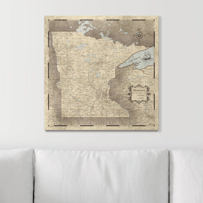 Push Pin Minnesota Map (Pin Board) - Rustic Vintage CM Pin Board