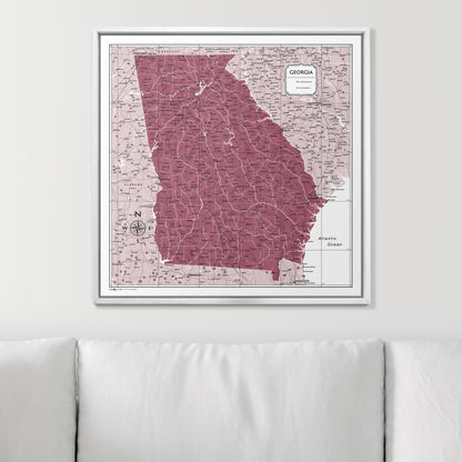 Push Pin Georgia Map (Pin Board) - Burgundy Color Splash CM Pin Board