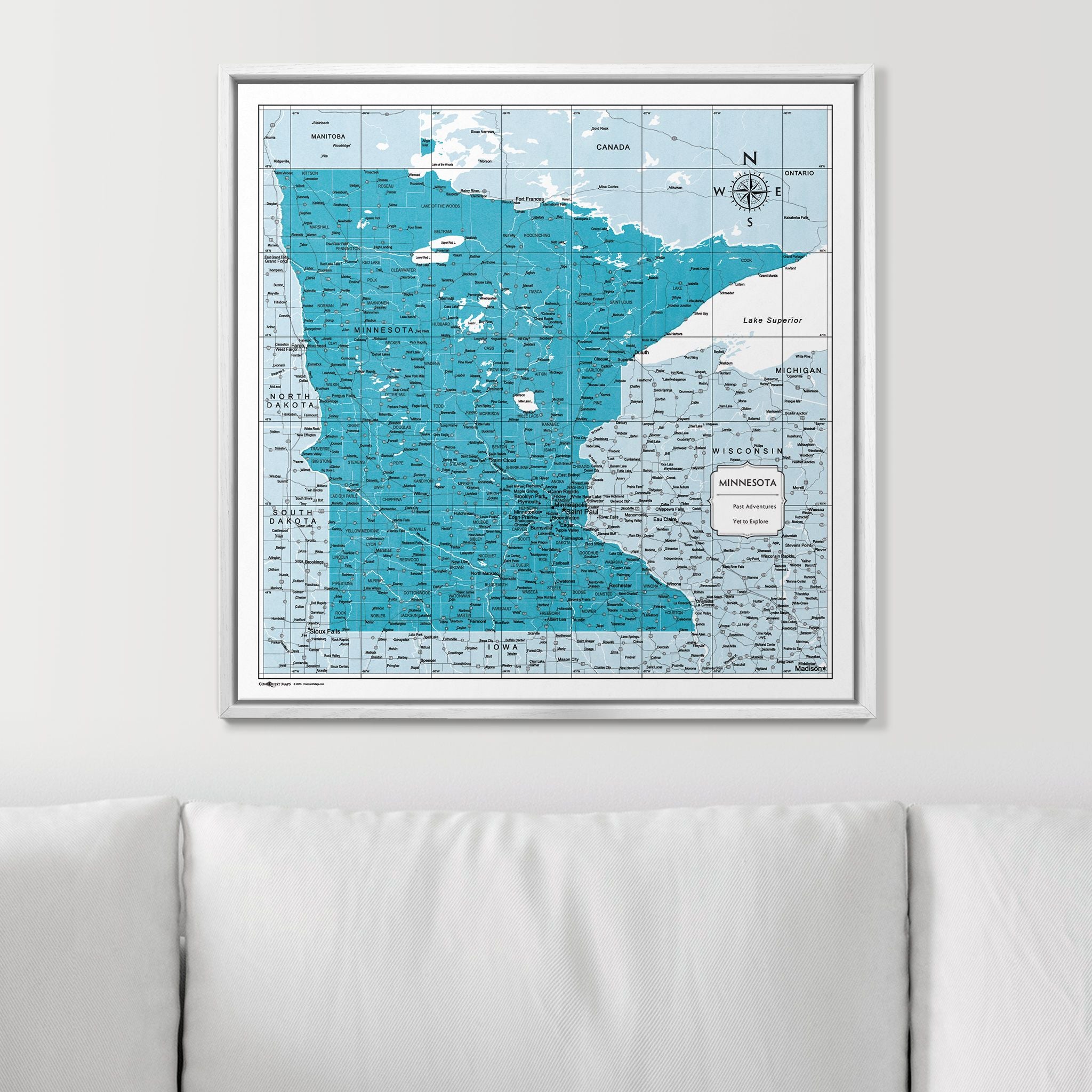 Push Pin Minnesota Map (Pin Board) - Teal Color Splash CM Pin Board