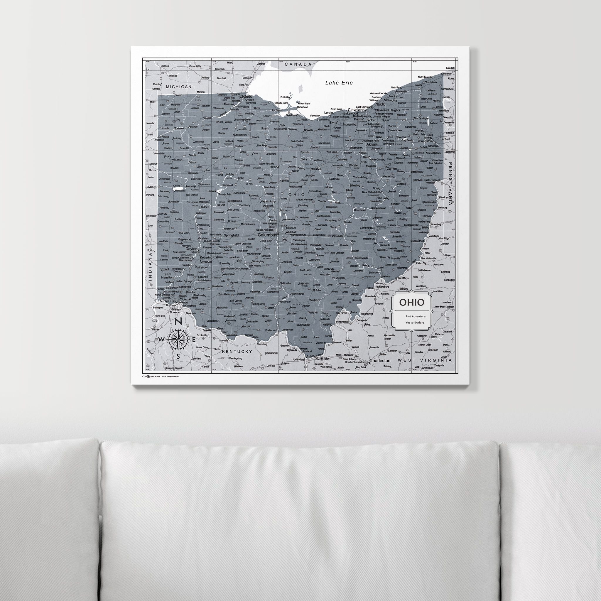 Push Pin Ohio Map (Pin Board) - Dark Gray Color Splash CM Pin Board