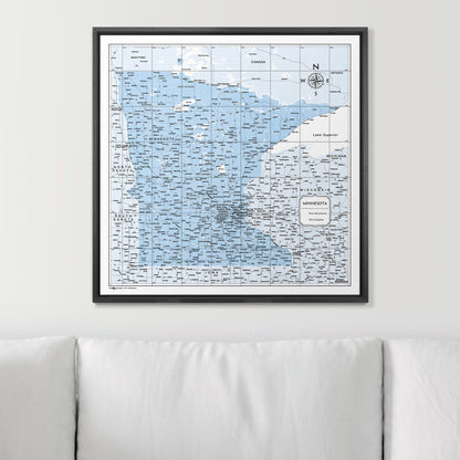 Push Pin Minnesota Map (Pin Board) - Light Blue Color Splash CM Pin Board