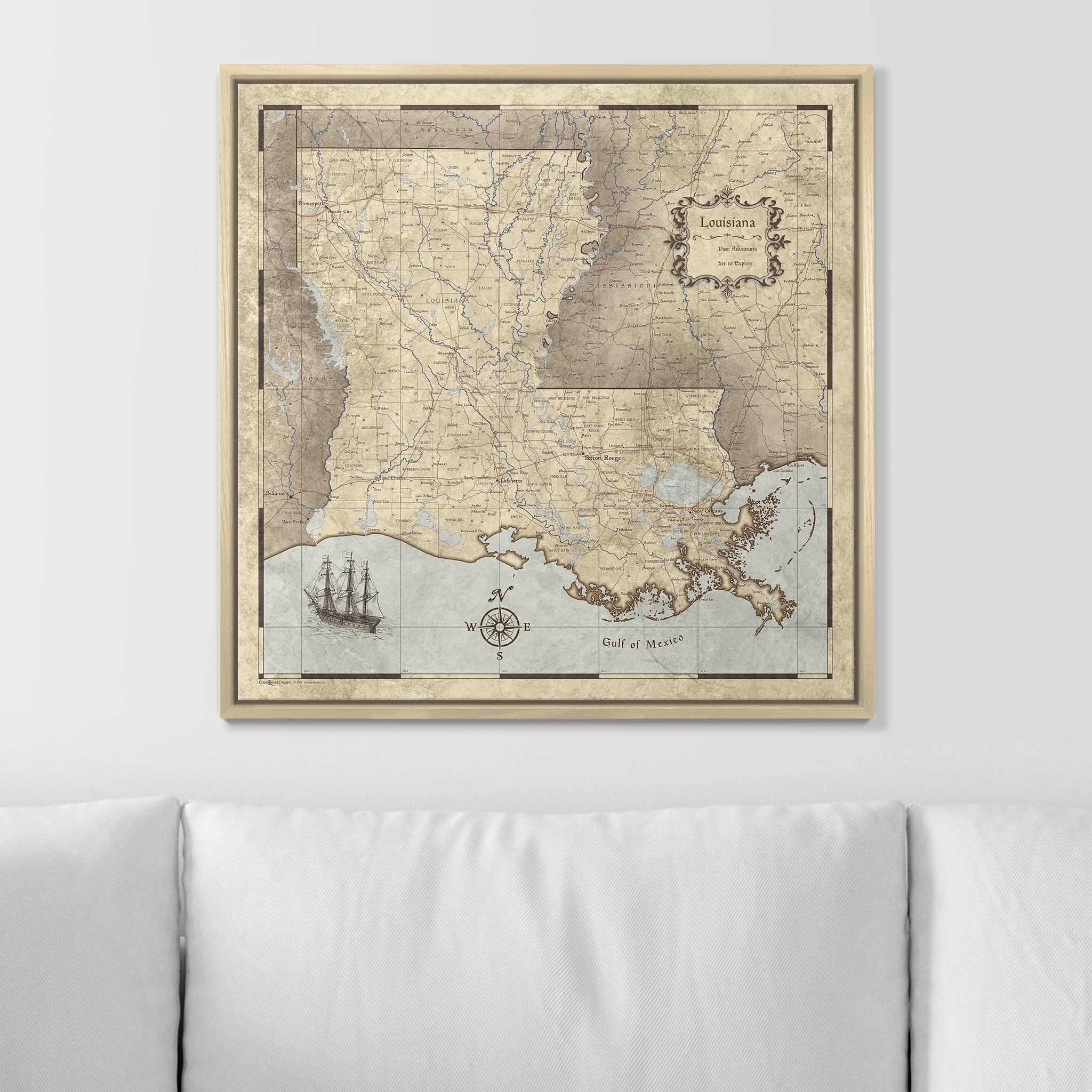 Push Pin Louisiana Map (Pin Board) - Rustic Vintage CM Pin Board