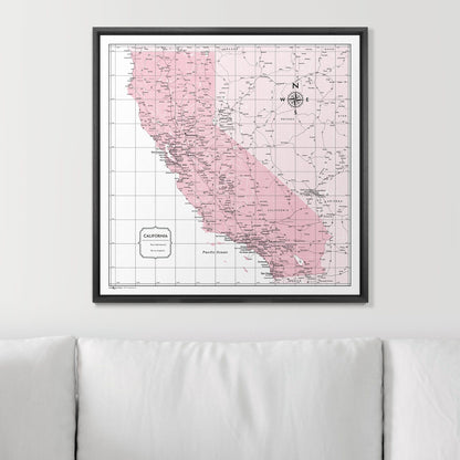 Push Pin California Map (Pin Board) - Pink Color Splash CM Pin Board