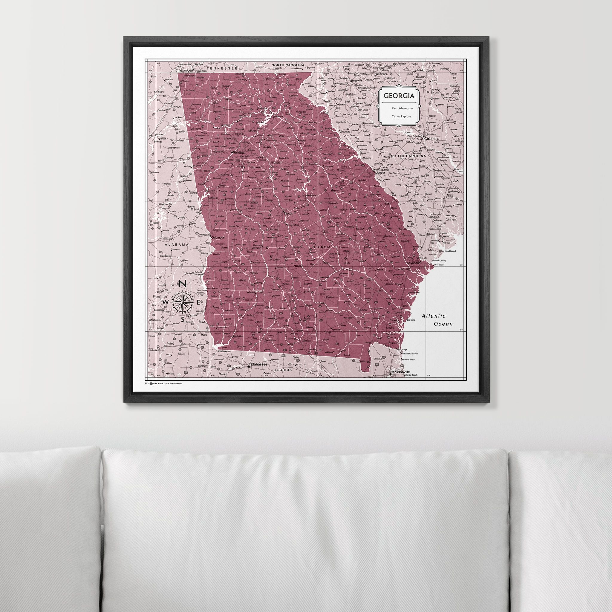 Push Pin Georgia Map (Pin Board) - Burgundy Color Splash CM Pin Board