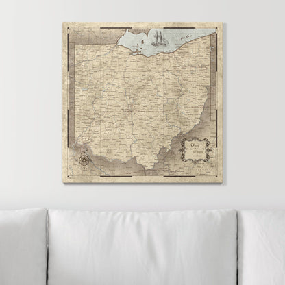 Push Pin Ohio Map (Pin Board) - Rustic Vintage CM Pin Board