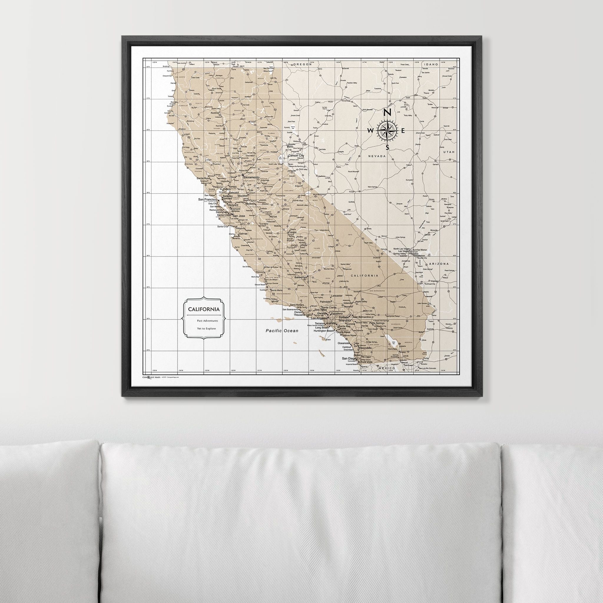 Push Pin California Map (Pin Board) - Light Brown Color Splash CM Pin Board