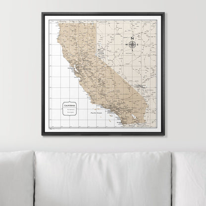 Push Pin California Map (Pin Board) - Light Brown Color Splash CM Pin Board