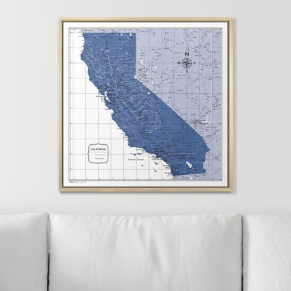 Push Pin California Map (Pin Board) - Navy Color Splash CM Pin Board