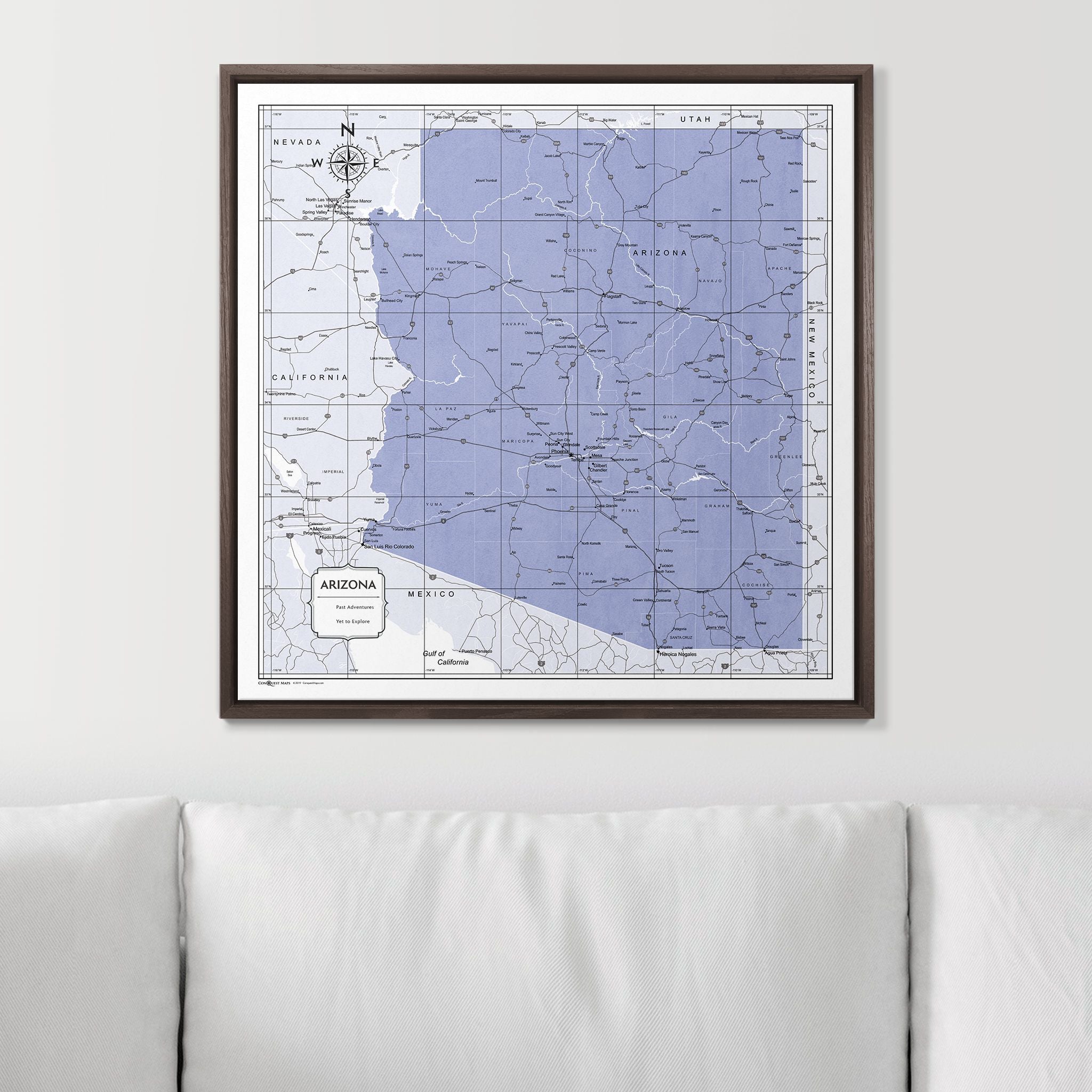 Push Pin Arizona Map (Pin Board) - Purple Color Splash CM Pin Board